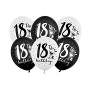 6 Baloane negre și albe majorat - 30 cm