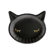 6 Farfurii negre cu pisică - 20 cm