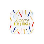 6 farfurii pătrate Happy Birthday - 20 cm