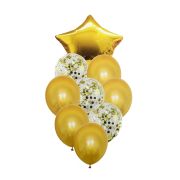 9 baloane aurii și transparente cu confetti