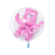 Balon 2 în 1 cu urs roz - 56 cm