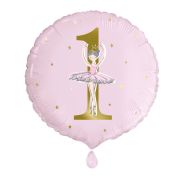 Balon folie prima aniversare balerină - 45 cm