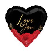 Balon inimă neagră Love You- 43 cm