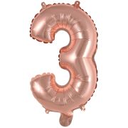 Mini balon roz gold cifra 3 - 35 cm