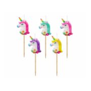 5 lumânări colorate cu unicorni