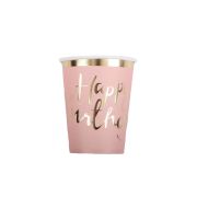 6 pahare roz Happy Birthday - 200 ml