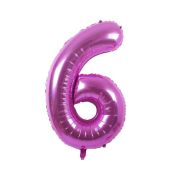 Balon folie cifra 6 roz - 86 cm