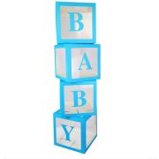 4 cutii decorative baby bleu