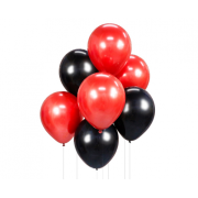 6 baloane latex rosii si negre - 30 cm