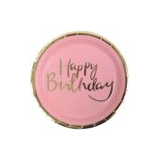 6 farfurii roz Happy Birthday - 22 cm	