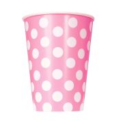 6 pahare roz deschis cu buline albe - 354 ml
