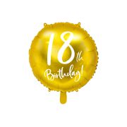 Balon auriu aniversare 18 ani - 45 cm