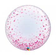 Balon bubble imprimat cu confetti roz	