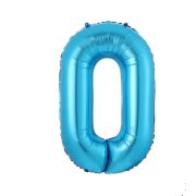 Balon folie cifra 0 bleu - 86 cm