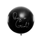 Balon jumbo negru descoperire gen cu confetti roz - 1 m