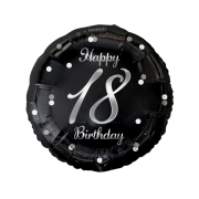 Balon negru aniversare 18 ani - 45 cm