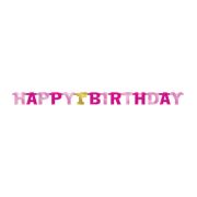Banner roz Happy Birthday 234 cm
