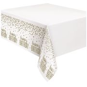 Față de masă albă cu Happy Birthday - 137x213 cm