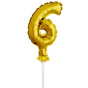 Mini balon decorativ cifra 6 auriu - 12 cm