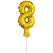 Mini balon decorativ cifra 8 auriu - 12 cm	