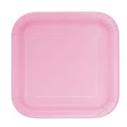 16 farfurii pătrate roz - 17 cm