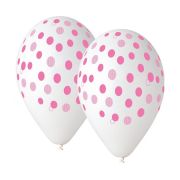 5 baloane transparente cu buline roz - 30 cm