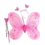 Aripi de fluture roz deschis cu sclipici si accesorii