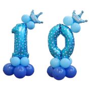 Balon decorativ bleu cu steluțe cifra 10