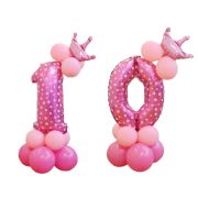 Balon decorativ roz cu inimi cifra 10