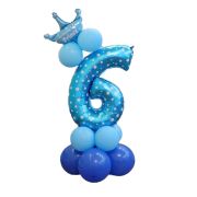 Balon decorativ bleu cu steluțe cifra 6