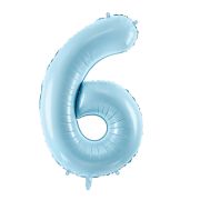 Balon folie cifra 6 bleu - 86 cm