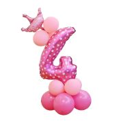 Balon decorativ roz cu inimi cifra 4