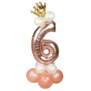 Balon decorativ roz gold cifra 6
