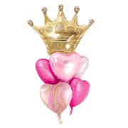 Buchet baloane roz cu coroană