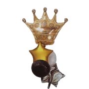 Buchet baloane negru-auriu cu coroană