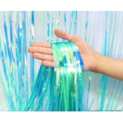Perdea decorativa bleu iridiscent - 100 x 200 cm