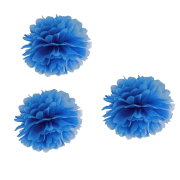 3 pompoane albastre 25 cm