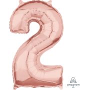 Balon cifra 2 roz gold - 66 cm