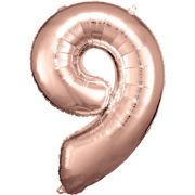 Balon cifra 9 rose gold - 86 cm