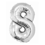 Balon folie cifra 8 argintiu - 90 cm