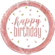 Balon Happy Birthday cu margine roz - 45 cm