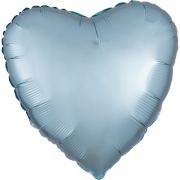 Balon satinat inimă bleu - 43 cm
