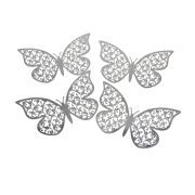 4 fluturi argintii 3D decorativi