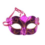 Masca de carnaval fuchsia cu sclipici