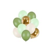10 Baloane Verde Pastel cu Auriu