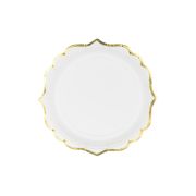 6 Farfurii Albe cu Auriu 18.5 cm