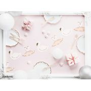 6 Farfurii Albe cu Auriu 18.5 cm