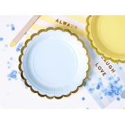 6 Farfurii Bleu cu Auriu 18 cm