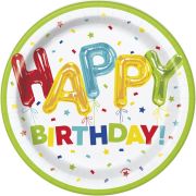 8 Farfurii Happy Birthday 17 cm