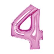 Balon folie cifra 4 roz - 74 x 51 cm